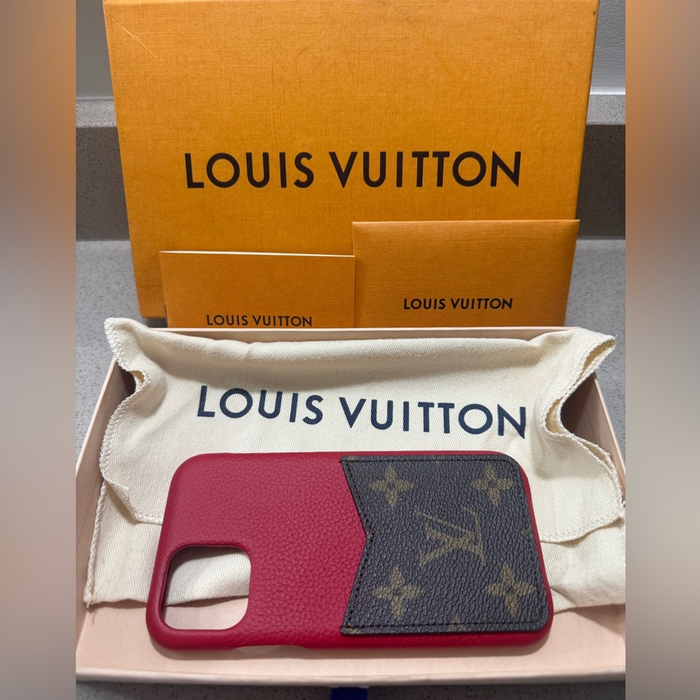Louis Vuitton Red iPhone 11 Pro Pallas bumper case w/pocket AUTHENTIC,NEVER USED